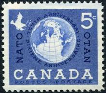 1959 SG510 - 5¢ 10th Anniv NATO (Globe) (1) MM
